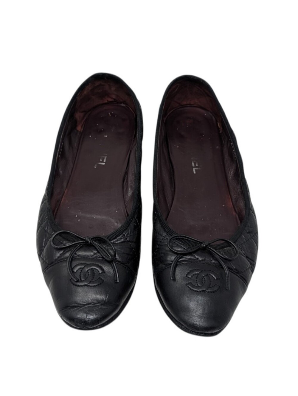 Chanel Black Quilted Leather Interlocking CC Cap Toe Ballerina Ballet Flats EU40